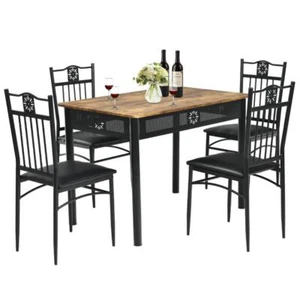 5 Piece Kitchen Dining Room Dinner Breakfast Meals Coffee Table & Chair Seat Set - Picture 1 of 10