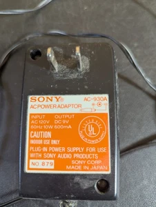 Sony Netzteil AC-930A 220V 50Hz 9w DC9v 600ma - Bild 1 von 4