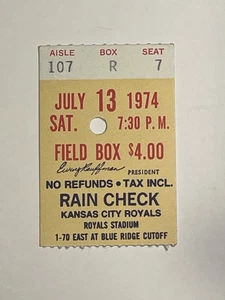 7-13-1974 Kansas City Royals Ticket Stub Detroit Tigers Rojas Freehan HR -107 R7 - Picture 1 of 2