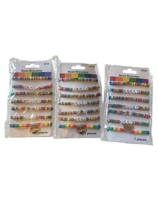 New Bundle 3 Packs of Rainbow LGBTQ+ Pride Bracelets 21 Total (7 Per Card) Love - Picture 1 of 2