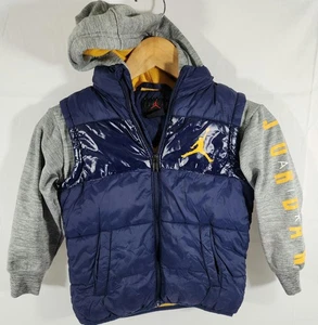 Air Jordan Boys Navy Blue Synthetic Filled Puffer Vest Hooded Jacket; Size S - Picture 1 of 3