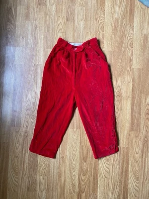 Vintage 1940s Girls Sareze of Miami Red Velvet Capri Pants Size 8 - Image 1 of 4