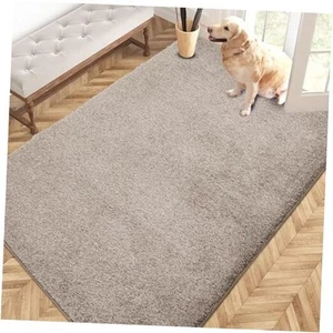 Easy Care Area Rug 4ft x 6ft, Non-Slip Machine Washable 48" x 72" Taupe - Picture 1 of 7