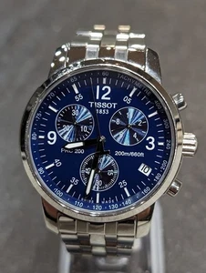 TISSOT PRC200 Chronograph Quartz watch Blue JP - Picture 1 of 3