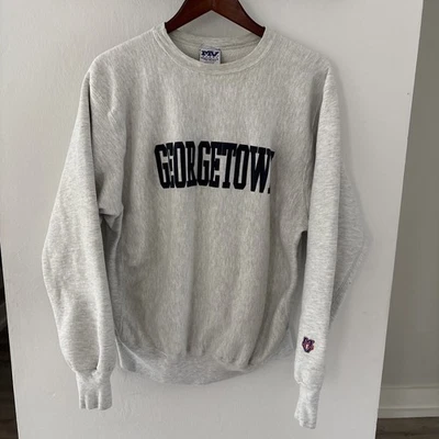 Vtg MV Sport Mens XL Georgetown University Sweatshirt Hoyas Pro Weave Gray  - Image 1 of 4
