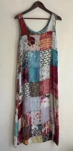 Sacred Threads gestepptes Patchwork Midi Maxikleid L Bauern Boho Hippie Festival - Bild 1 von 6