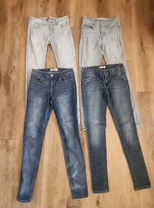 4 Lot Hollister 24 29 Levis 25 Abercrombie 15/16 Kids Girls Skinny Jean Blue - Picture 1 of 20