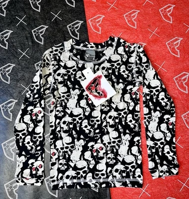 Famous Stars And Straps Skull Pajama Shirt NWT Small Travis Barker Blink 182 Y2K - image 1 of 4