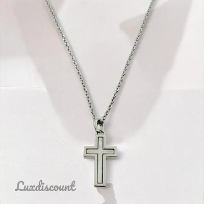 Kendra Scott Cross Silver Pendant Necklace in White Lab Grown Opal - Image 1 of 4