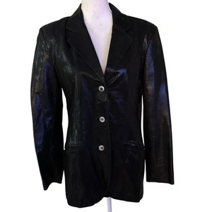 Citi by Yansi Fugel Size M Leather Coat Jacket Blazer Snake Print Lined Black - Picture 1 of 5
