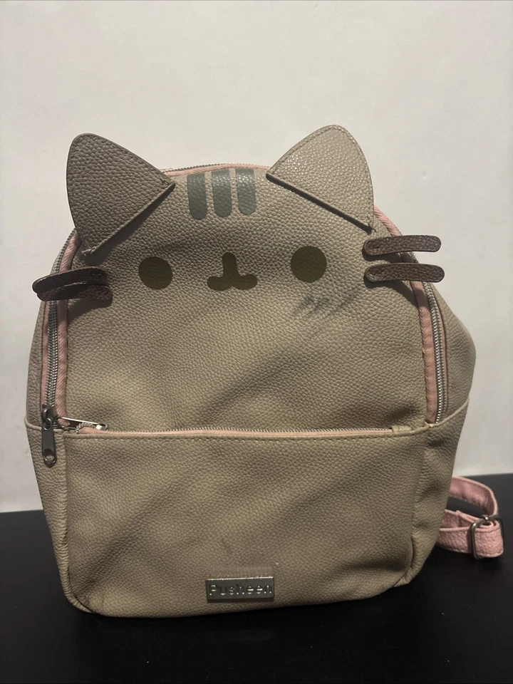 Pusheen 猫背包粉色和灰色人造皮革可爱卡哇伊包 — 第 1/4 张图片