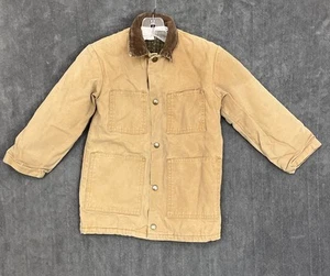 VTG Walls Canvas Blanket Lined Jacket KIDS Youth 8 Long Coat Brown Corduroy USA - Picture 1 of 14