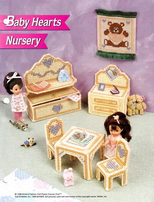 Fashion Doll Plastic Canvas BABY HEARTS NURSERY Furniture Pattern Instructions - Image 1 of 4