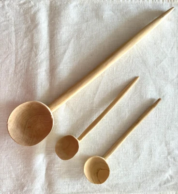 Handmade wooden spoons Set of 3 traditional Moroccan spoons orange wood - Image 1 of 4