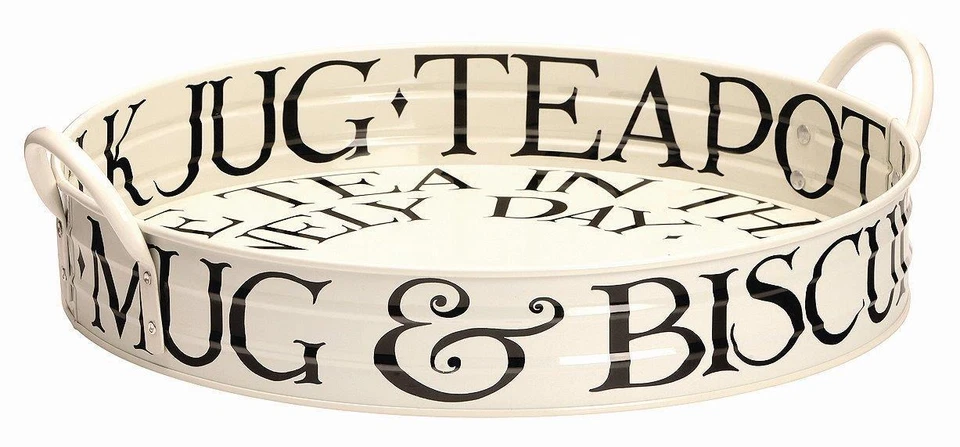 Emma Bridgewater - Large Deep Round Tin Tray With Handles - Black Toast - Image 1 of 1