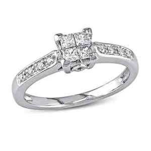 0.28 Ct Princess Cut Lab Grown Diamond Women Wedding Ring In Solid 950 Platinum - Picture 1 of 6
