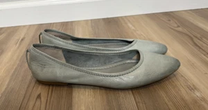 FRYE Regina Leather Pointed Toe Flats Aqua Mint Sz 9 Lace Up Back Tassel Ballet - Picture 1 of 17