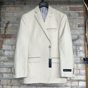 Van Heusen Studio Men's Suit Jacket Blazer Size 40R Beige Suede Elbows
