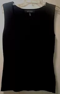 Kasper Women's Knit Top Sz Small Sleeveless Black Round Neck Rayon Blend Blouse - Picture 1 of 7