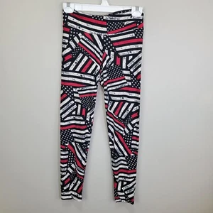 American Firefighter Flag Polyester Spandex Ankle Leggings Size S - Picture 1 of 7
