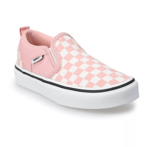 Scarpe da ginnastica Vans Asher rosa cipria a scacchiera ragazzo ragazza taglia 3 NUOVE