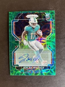 2021 Panini Prizm JAYLEN WADDLE Rookie Green Scope Auto RC /75 #338 Dolphins