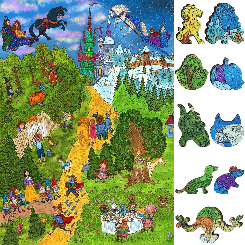 Wooden Jigsaw Puzzle for Adults by FoxSmartBox - 500 Pieces - Fairy Tale Trail - Image 1 of 4