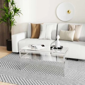 Clear Acrylic Coffee Table with Storage Shelf, 31.5" L x 15" W x 15.7'' H Office - Picture 1 of 4
