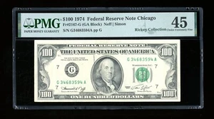 DBR 1974 $100 FRN Chicago Fr. 2167-G PMG 45 Serial G34683594A - Picture 1 of 2