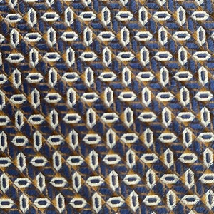 Henry Grethel Men's Tie Blue White Geometric 100% Silk Made in USA - Picture 1 of 7
