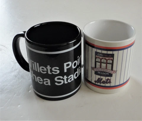 2  NY Mets Baseball Citi Field & Shea Stadium Willets Point 7 Train Coffee Mugs Cover