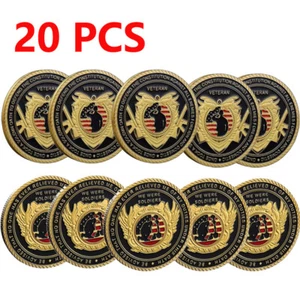 20PCS U.S. ARMY Veteran Challenge Coin Commemorative Gold Plated Military Metal - Picture 1 of 11
