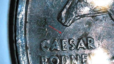 1999 P Delaware State Quarter - Spitting Horse Die Crack Variety - Image 1 of 3