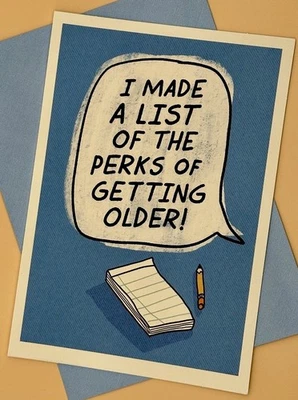 *TARJETA DE FELICITACIÓN DE FELIZ CUMPLEAÑOS* VENTAJAS DE ENVEJECER/CACHORROS LINDOS/BROMA DE ENVEJECIMIENTO Foto 1 de 2