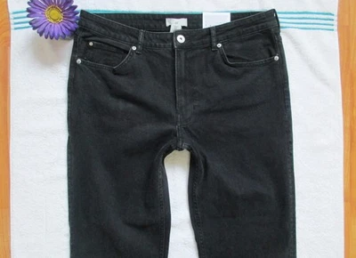 New H&M Womens Size 14 Jeans Black High Rise Slim Straight Ankle Denim - Image 1 of 4