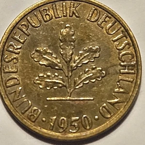 West Germany 1950, 5 Pfennig, Brass-clad Steel Coin, KM-#107, FAST SHIPPING! - Picture 1 of 4