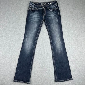 Miss Me Jeans Bootcut Embroid Low Rise 29x34 Distressed Whisk Dark Thick Stitch - Bild 1 von 10