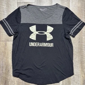 Under Armour Top Womens XL Loose Fit Black Gray Logo Cotton Blend Casual - Picture 1 of 8