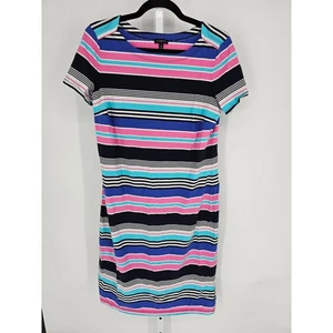 Vestido midi de algodón a rayas multicolor talla M Talbots para mujer - Imagen 1 de 5