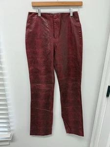 Arden B Womens Leather Bootleg Pants Mid Rise Red Size 2 (small damage) - Picture 1 of 10