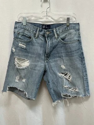 男式 GAP 切割破旧牛仔短裤修身 32 码 — 第 1/3 张图片