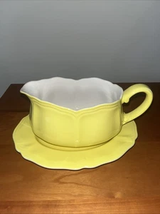 Lemon Federalist Ironstone Gravy Boat W/Underplate. Holidays! Holds 20 Oz. - Picture 1 of 15
