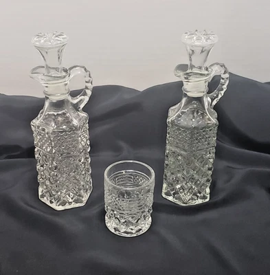 Juego de 3 cruetas y palillo de dientes de vinagre de aceite Wexford Anchor Hocking de colección Foto 1 de 4