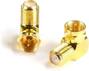 Conector coaxial de ángulo recto - Dorado - Adaptador coaxial de 90 grados - Paquete de 10 - Imagen 1 de 9