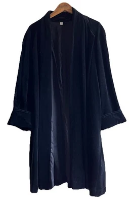 Винтажный черный бархат качели пальто воздушный шар рукав атласная подкладка Opera вечерняя куртка L/XL - Изображение 1 из 4