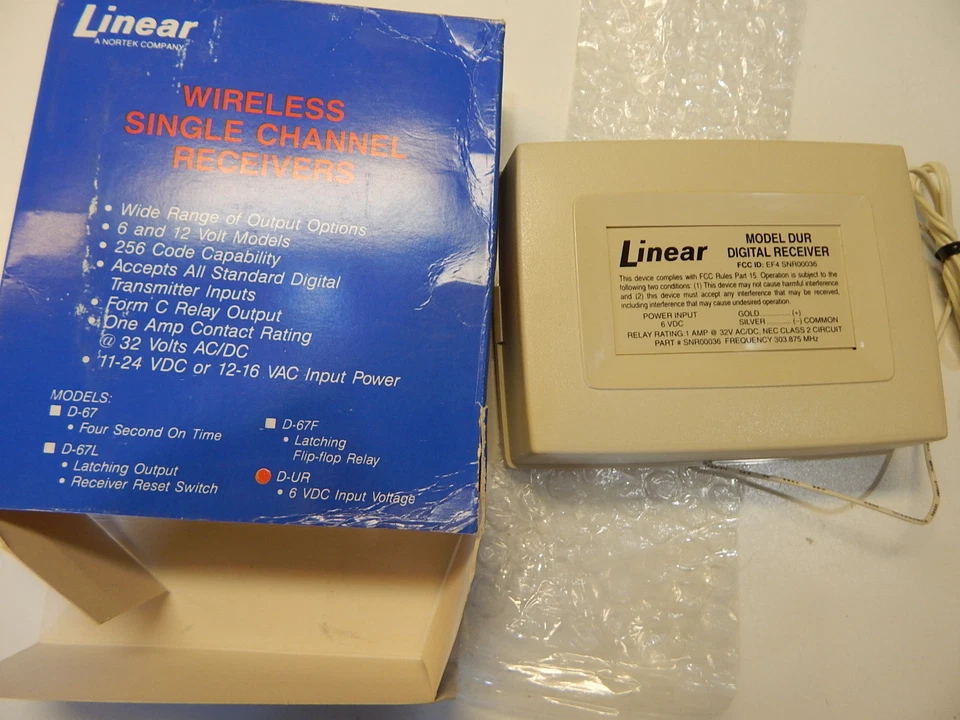 LINEAR D-UR DUR WIRELESS SINGLE CHANNEL RECEIVER - Image 1 of 1