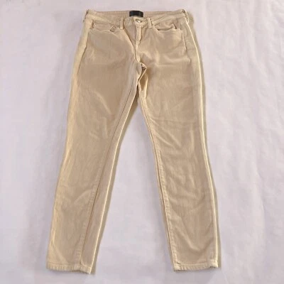 Pantalones de mezclilla ajustados al tobillo Vince Dylan beige tiro medio talla 29 para mujer Foto 1 de 4