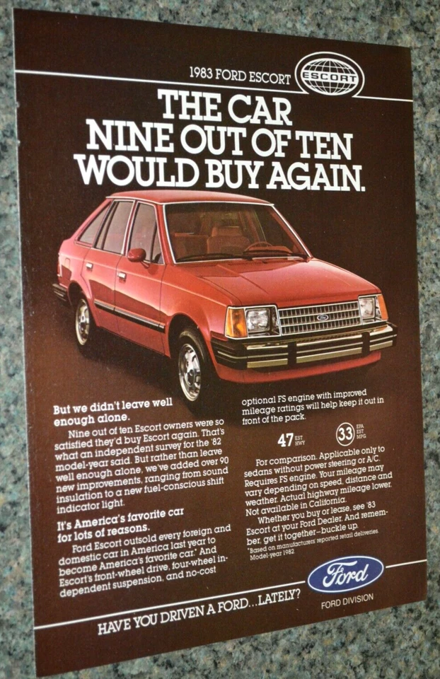 1983 FORD ESCORT ORIGINAL ADVERTISEMENT AD PRINT-83 RED★★ - Image 1 of 1