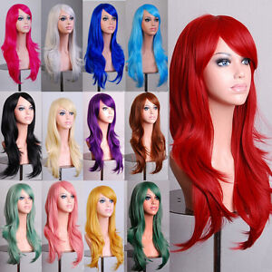 Lady Fashion 70cm Long Curly Wigs Cosplay Costume Anime Hair Full Wavy Party Wig