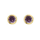 14K Gold 5MM Birthstone Round Stud Earrings For Women